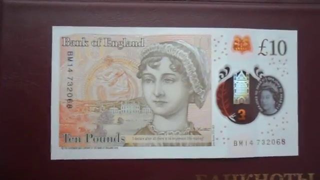 10 pounds Great Britain - plastic banknote. 10 фунтов Великобритании. смотреть онлайн