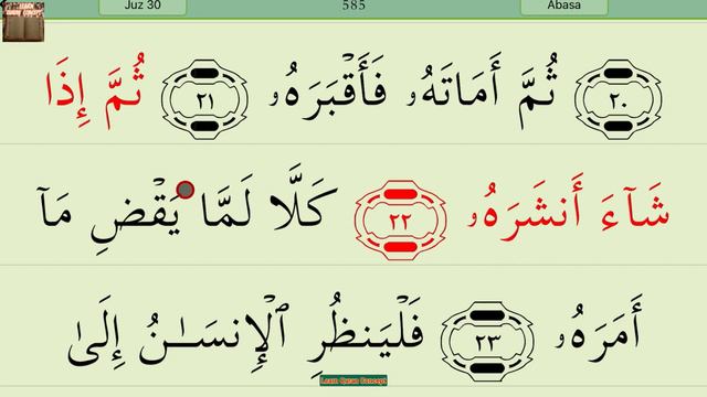 JUZ 30-PAGE 585 || SURAH AL ABASA(Verse 1-42) || READING QURAN WORD BY WORD FOR COMPLETE BEGINNERS смотреть онлайн