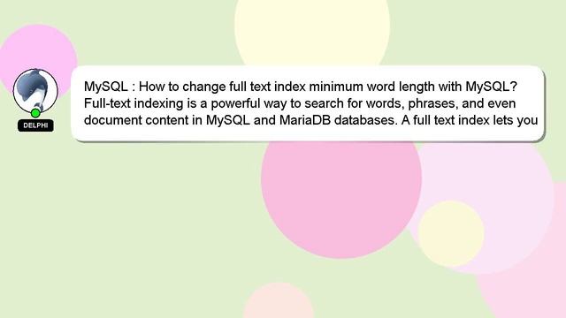 MySQL : How to change full text index minimum word length with MySQL? смотреть онлайн