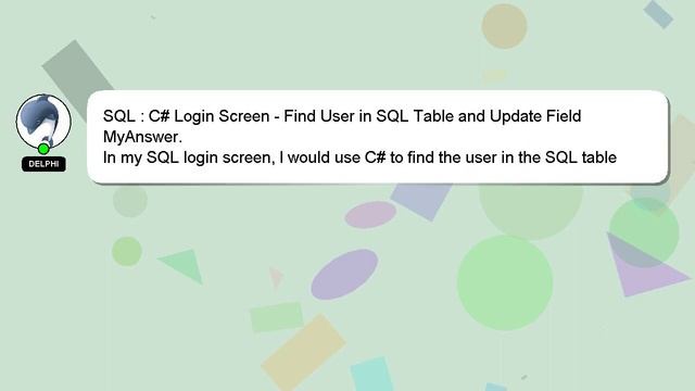 SQL : C# Login Screen - Find User in SQL Table and Update Field смотреть онлайн