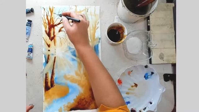 КОФЕЙНЫЙ ПЕЙЗАЖ и АКВАРЕЛЬ - Золотая осень смотреть онлайн