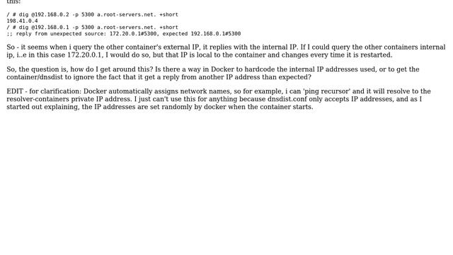 DevOps & SysAdmins: 'dig' between docker containers returns internal IP instead of external IP смотреть онлайн