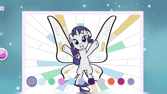 Раскраска Милая Пони красивая РАРИТИ как БАБОЧКА с КРЫЛЬЯМИ. My Little Pony. Обзор игр для детей смотреть онлайн