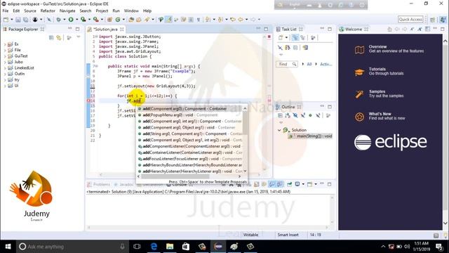 Java SWING - Adding components using loop ( GridLayout) | Java | SWING | AWT | GUI | Judemy | Bangl смотреть онлайн