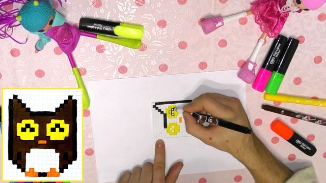 Как Рисовать Сову по Клеточкам? Рисунки по Клеточкам ? Owl Pixel art смотреть онлайн