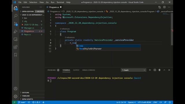 Dependency Injection in Console Application смотреть онлайн