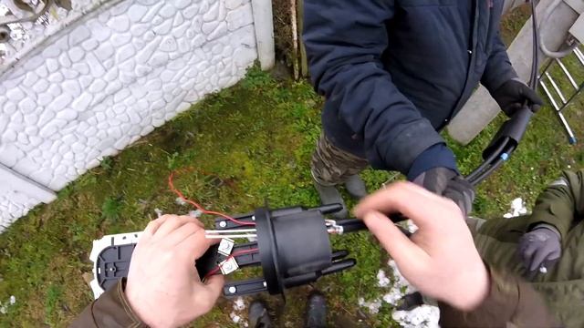 Монтаж транзитной петли в муфте МТОК-Л6