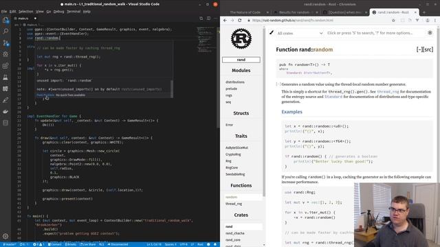 Nature of Code in Rust and GGEZ - random walk and random distribution смотреть онлайн