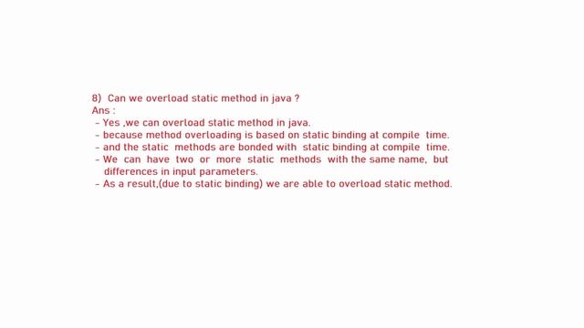 8. Can we overload static method | Java interview question | Siddharth Lecture смотреть онлайн