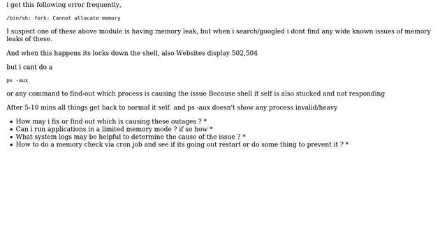 DevOps & SysAdmins: /bin/sh: fork: Cannot allocate memory смотреть онлайн