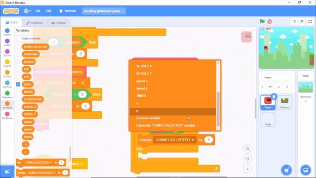 How to make a Scrolling Platformer game in Scratch 3.0 | Part 2 | Scrolling, Danger & Wall jumping смотреть онлайн