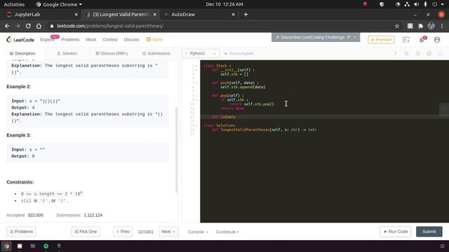Longest Valid Parentheses(LeetCode) (HARD) Python Solution смотреть онлайн