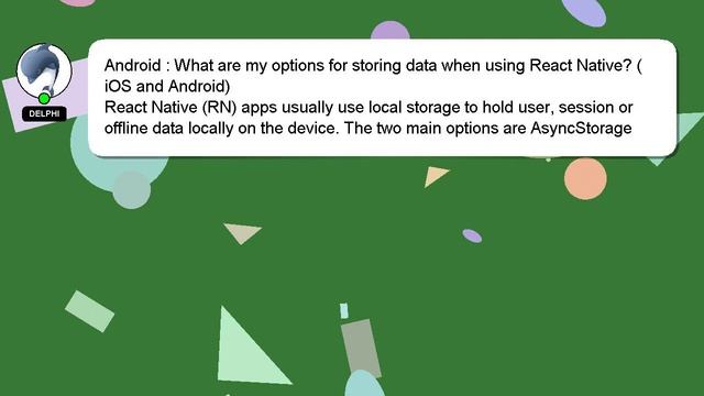 Android : What are my options for storing data when using React Native? (iOS and Android) смотреть онлайн