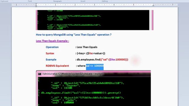 MONGODB FIND $LTE LESSTHAN EQUALS DEMO смотреть онлайн