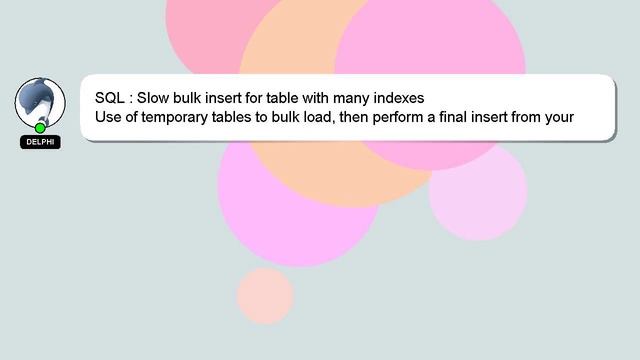 SQL : Slow bulk insert for table with many indexes смотреть онлайн