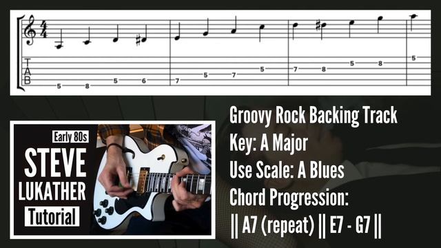 Groovy Rock Guitar Backing Track in A Major [Steve Lukather Style Practice Track] смотреть онлайн