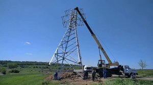 Установка анкерной, опоры ЛЭП, 35 кВ.