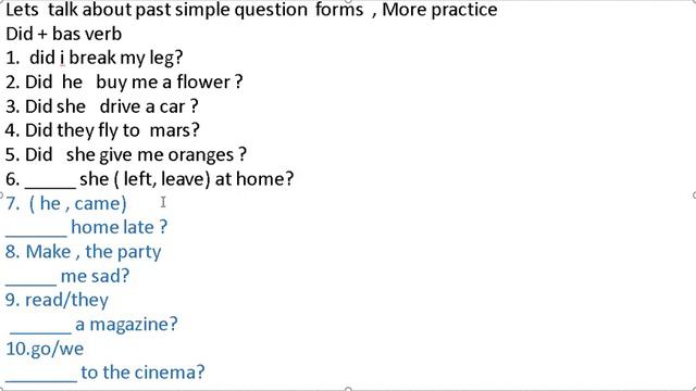 Past simple , Question Forms lesson 63 смотреть онлайн