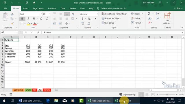 Microsoft Excel 2019: Hide and Unhide Worksheets and Workbooks смотреть онлайн