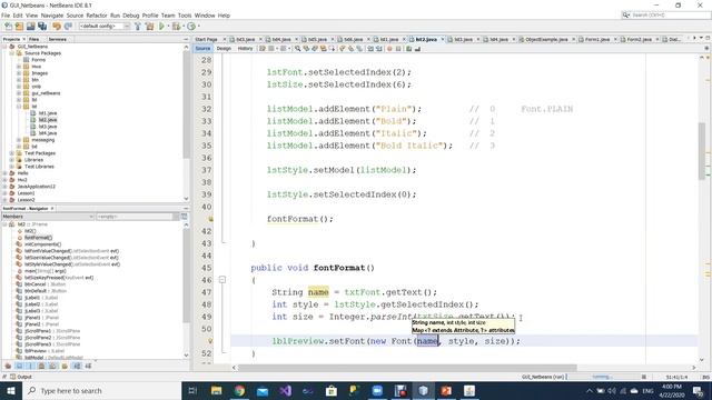 JList Example ( Font) смотреть онлайн