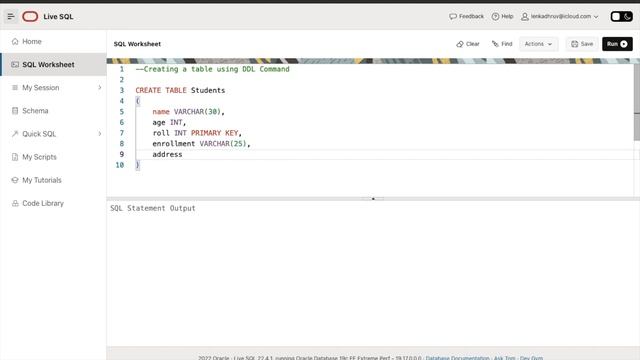 CREATE Table Command in DDL | SQL | DBMS | dhruv | LiveSQL | Query смотреть онлайн