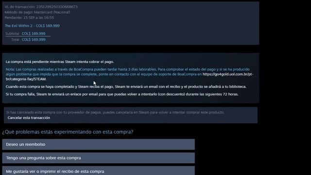 Solucion Problema Steam La Transaccion no se Puede Completar Funciona a 2023 смотреть онлайн
