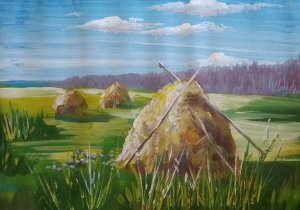 Мастер Класс. Гуашь. Как нарисовать СТОГА СЕНА. Подробный видеоурок