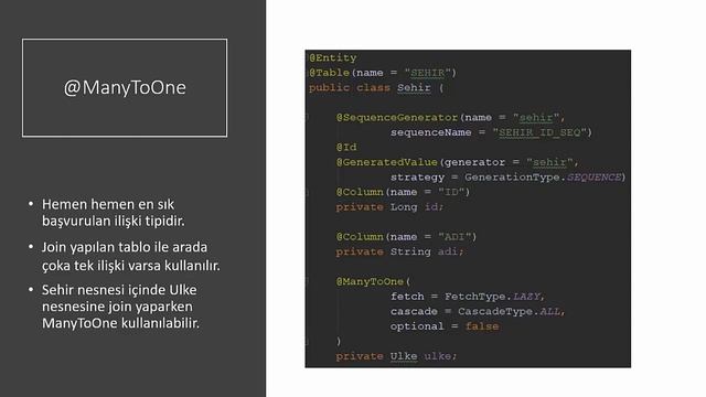 Hibernate Dersleri - 9 - Temel Anotasyonlar - ManyToOne Anotasyonu смотреть онлайн
