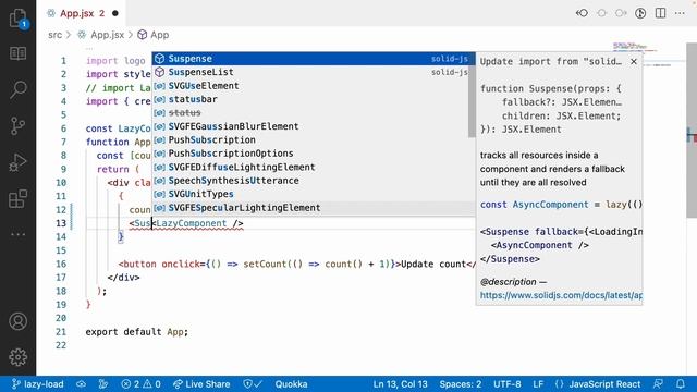 Suspense Component in Solid JS | Solid JS tutorials | Part 37 смотреть онлайн