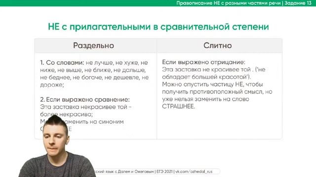 Правописание НЕ с разными частями речи | Задание 13 смотреть онлайн