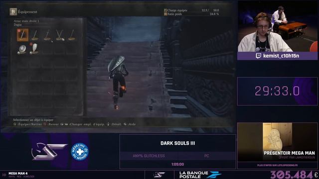 DARK SOULS 3 en ANY% Glitchless par Kemist en 58:56.4 | SPEEDONS 2024 смотреть онлайн