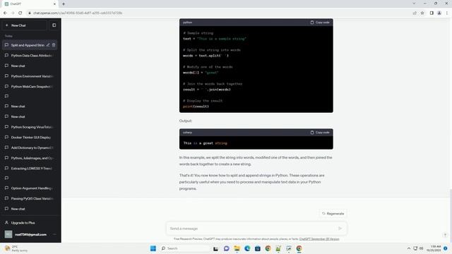 Splitting and appending a string in python смотреть онлайн