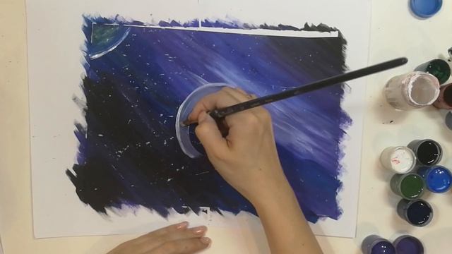 Как нарисовать КОСМОС и ПЛАНЕТУ. Мастер - класс. Создание космического рисунка смотреть онлайн