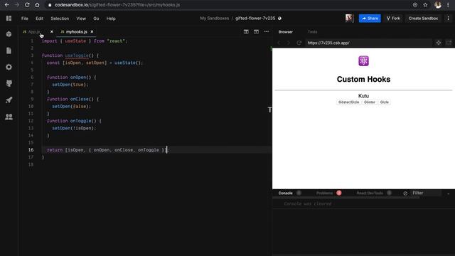 React Custom Hooks - 1 - Kendi Hookunu Oluştur - useToggle Örneği смотреть онлайн