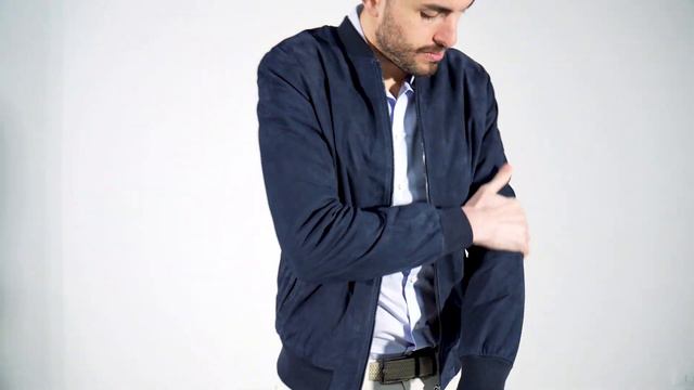Bomber da Uomo in Vera Pelle Scamosciato Blu - A101SC смотреть онлайн