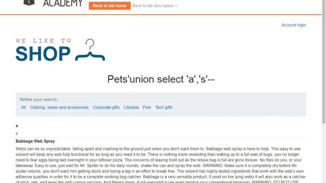 LAB | SQL injection UNION attack | retrieving data from other tablas смотреть онлайн