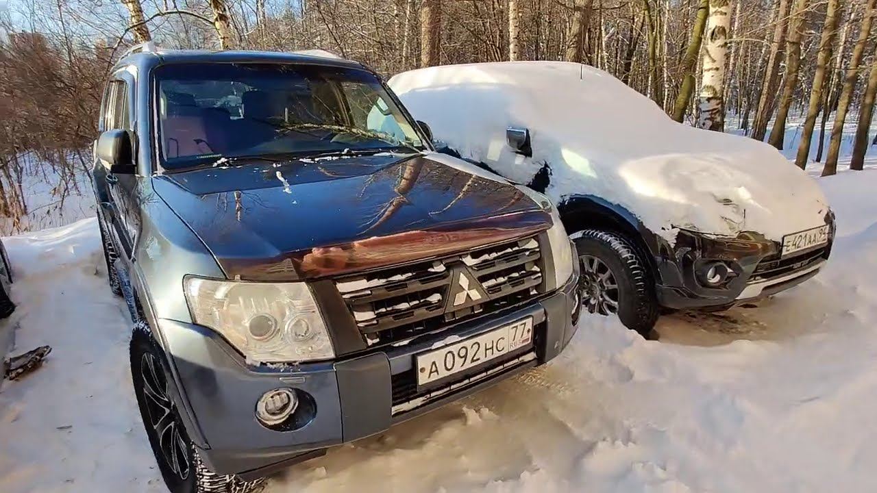 Запуск Mitsubishi Pajero 4 дизель 3.2 Did зимой. Ночью было -24 градуса.