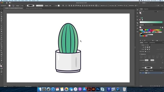 How to draw flat design Cactus in Adobe Illustrator - REAL TIME PROCESS смотреть онлайн
