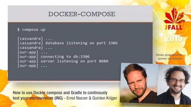 J-Fall 2015 Speaker Ernst Naezer & Quinten Krijger - Use Docker to test microservices (ING) смотреть онлайн