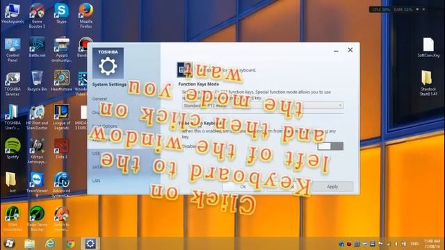 Enable or disable Fn key windows 8.1 Toshiba laptop смотреть онлайн