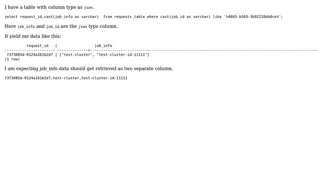 Databases: querying a JSOn object in separate columns from Postgres table смотреть онлайн