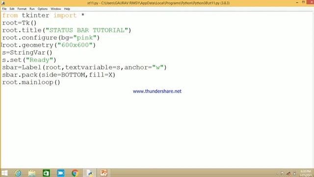 **STATUS BAR TUTORIAL IN PYTHON** смотреть онлайн