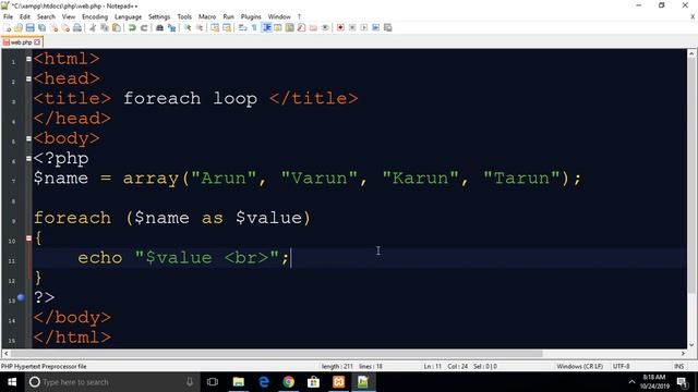 #17 How to Use foreach Loop in php in hindi смотреть онлайн
