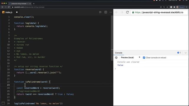 Javascript Interview: Palindrome Function смотреть онлайн