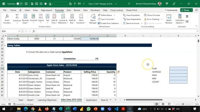 Topic 2: Working with Cells, Ranges and Tables in Microsoft Excel | Microsoft Excel Training Ghana смотреть онлайн