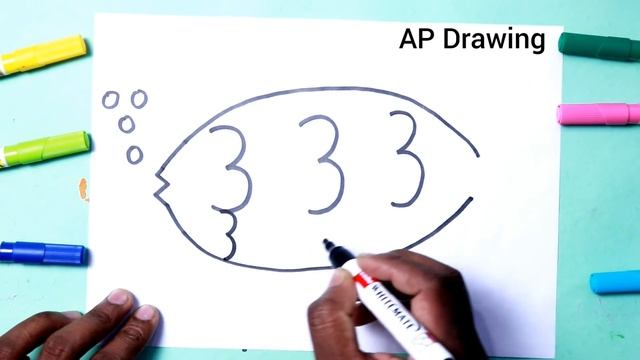 मछली का चित्र आसानी से बनाना सीखे - How to draw fish from 333 number step by step Easy Drawing смотреть онлайн
