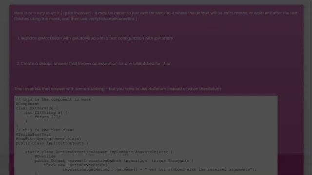 Creating strict mock when using @MockBean of spring boot? смотреть онлайн