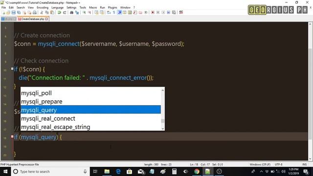 PHP Create a MySQL Database смотреть онлайн