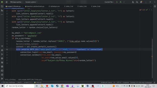 Day 32: Automatic Birthday Emails!! --- 100 Days of Python Coding смотреть онлайн
