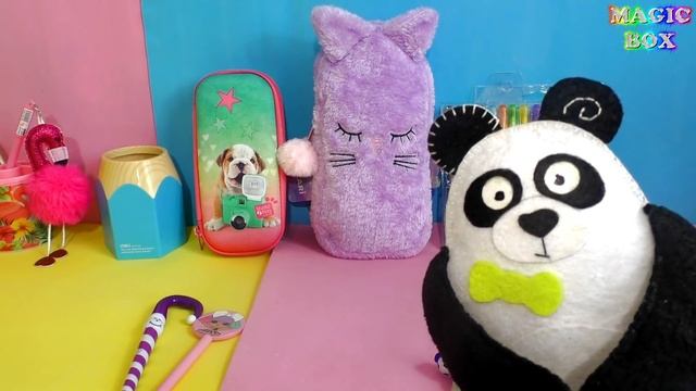 Новый пушистый пенал и милая канцелярия в школу для панды Ластика смотреть онлайн